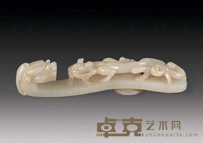 清 白玉龙勾 长12cm